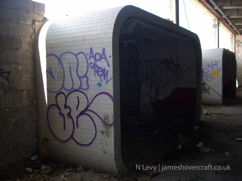 A recce of the derelict buildings of the old Boulogne Hoverport - Chamfered edged exit door/gate of main terminal building (N Levy).